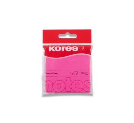 Blok samolepicí Kores 75 x 75 mm/100 růžový neon