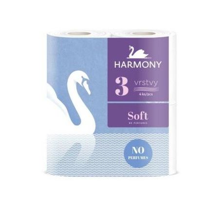 Papír toaletní Harmony Soft 160 útržků 3-vrstvý recykl bílý / 4 ks