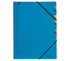 Třídící desky s gumičkou Leitz A4, 7 listů, modré