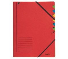 Třídící desky s gumičkou Leitz A4, 7 listů, červené