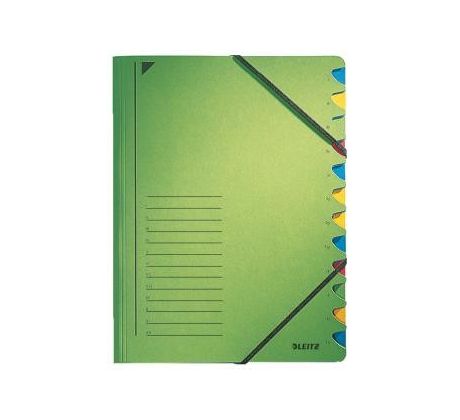 Třídící desky s gumičkou Leitz A4, 12 listů, zelené