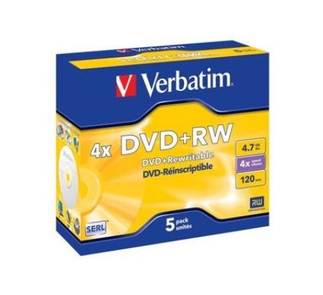 DVD +RW VERBATIM 4,7 GB, jewel box , 4 x, 5 ks