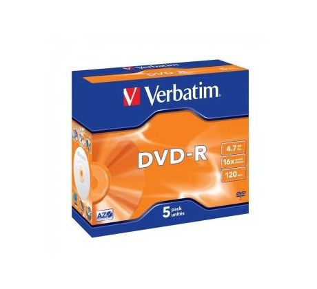DVD -R VERBATIM 4,7 GB, jewel box, 16x, 5 ks