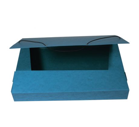 Box na spisy s gumičkou prešpán modrý