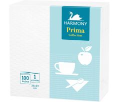 Ubrousky Harmony bílé Prima 33 x 33 /100 ks