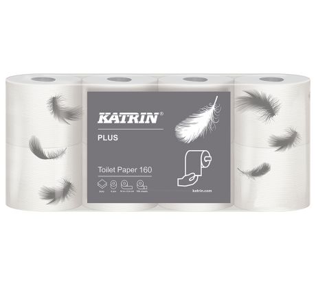 Papír toaletní Katrin Plus 160 útržků, 2-vrstvý bílý , 18m / 8 ks