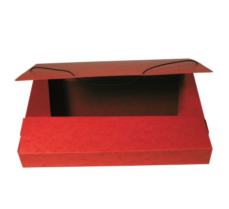 Box na spisy s gumičkou prešpán červený