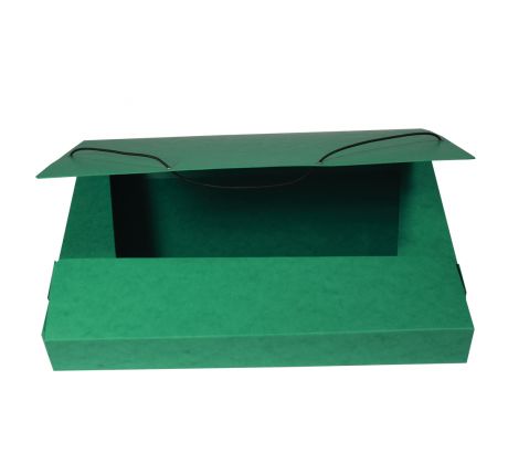 Box na spisy s gumičkou prešpán zelený