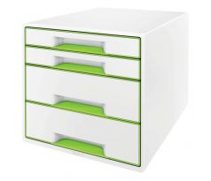 Box zásuvkový Leitz WOW 4 zásuvky bílý/zelený