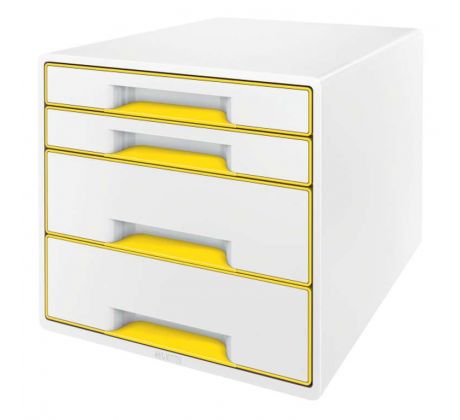 Box zásuvkový Leitz WOW 4 zásuvky bílý/žlutý