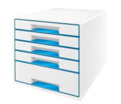 Box zásuvkový Leitz WOW 5 zásuvek bílý/modrý