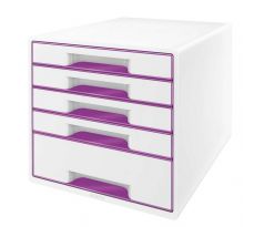 Box zásuvkový Leitz WOW 5 zásuvek bílý/purpurový