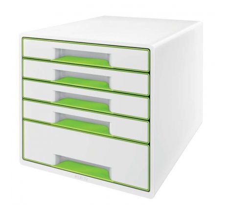 Box zásuvkový Leitz WOW 5 zásuvek bílý/zelený