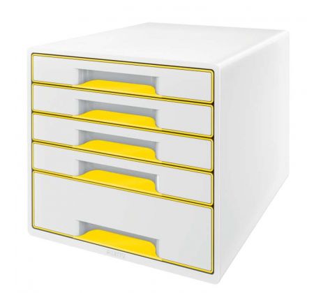 Box zásuvkový Leitz WOW 5 zásuvek bílý/žlutý