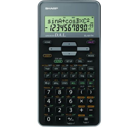 Kalkulačka SHARP EL-531THGY školní, dvouřádková / 10 míst šedá