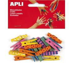 Kolíčky dřevěné APLI barevné velké/20 ks