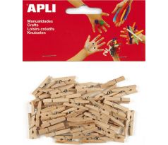 Kolíčky dřevěné APLI přírodní/45 ks