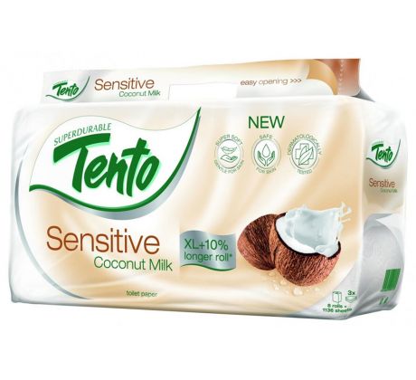 Papír toaletní TENTO Sensitive 3-vrstvý / 8 ks, Coconut