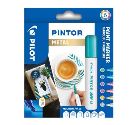 Popisovač Pilot 4076 Pintor Metal sada 6 barev hrot M