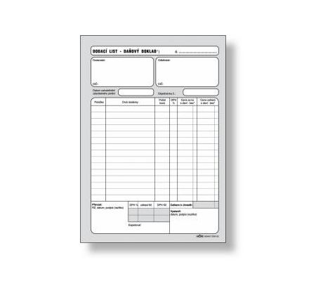 Dodací list A5, pro plátce DPH, blok 100 L, samopropisovací