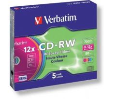 CD -RW VERBATIM slim box, 8-12x, 5 ks color