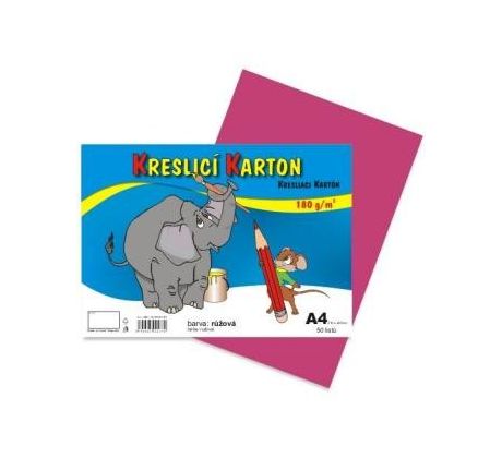 Karton kreslicí barevný A4 180g / 50L růžový