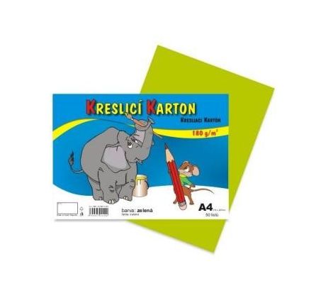 Karton kreslicí barevný A4 180g / 50l zelený