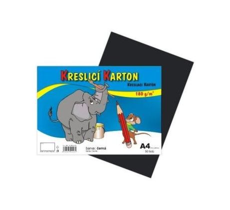 Karton kreslicí barevný A4 180g / 50l černý
