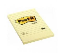 Blok samolepicí Post-it 102 x 152 mm žlutý linkovaný