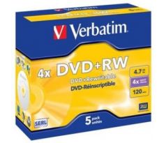 DVD +RW VERBATIM 4,7 GB, jewel box , 4 x, 5 ks