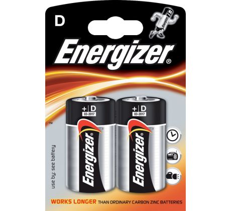 Baterie alkalická Energizer monočlánek velký LR20 / 2 ks