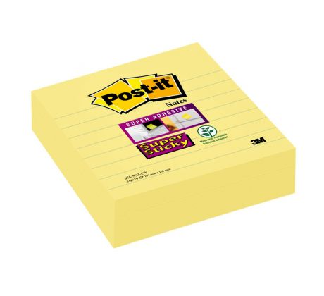 Blok samolepicí Post-it 101 x 101 mm linkovaný, žlutý, 3 ks