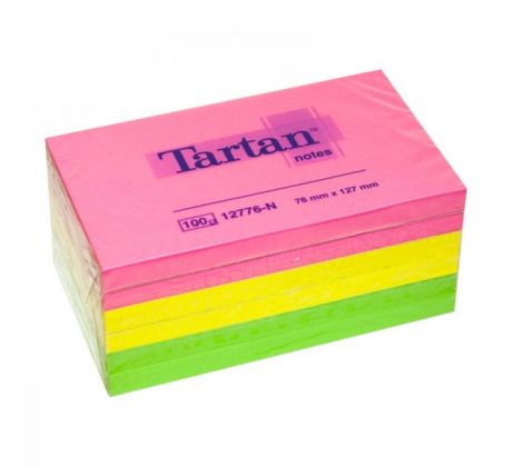 Blok samolepicí Tartan 76 x 127 mm/6 ks neonové barvy