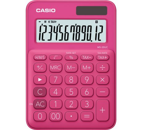 Kalkulačka Casio MS 20 UC/RD stolní / 12 míst červená