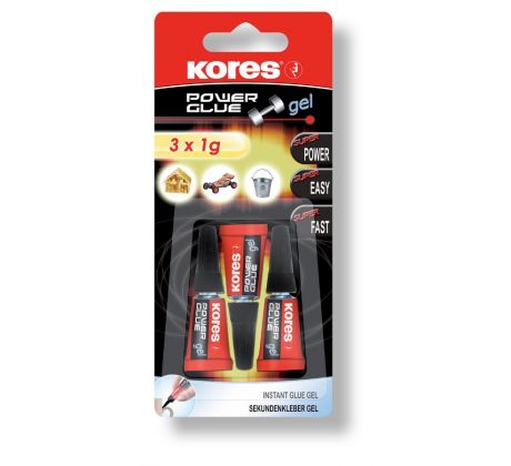 Lepidlo vteřinové Kores Power Glue gel 3 x 1 g