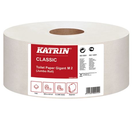 Papír toaletní JUMBO Katrin Classic 280 mm, 2-vrstvý, bílý / 6 ks