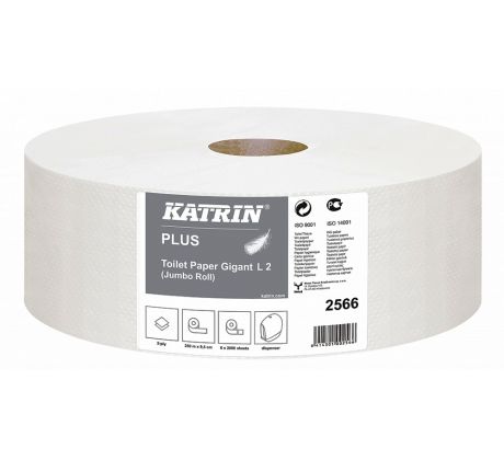 Papír toaletní JUMBO Katrin Plus 280 mm, 2-vrstvý, bílý / 6 ks