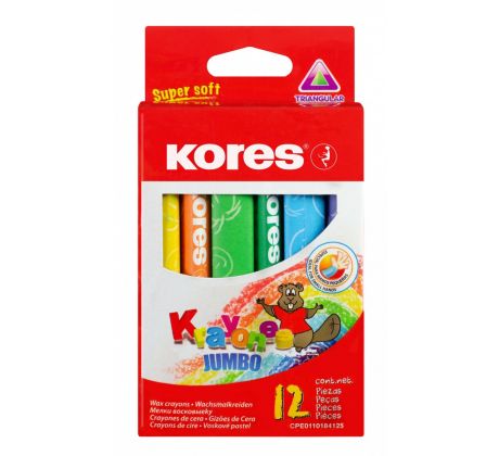 Pastelky voskové Kores 12 ks trojhranné pr. 10 mm