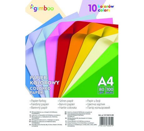 Barevné papíry A4, 80 g, 10 sytých barev /100 ks