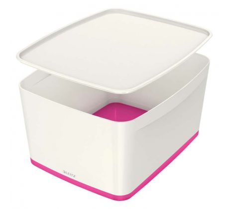 Box úložný s víkem Leitz MyBox M bílý/růžový