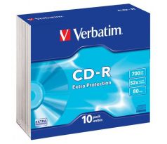 CD -R VERBATIM slim 52x, 10 ks, 700MB, 80min.