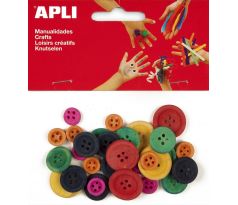 Knoflíky dřevěné APLI barevný mix průměr 11, 18 a 21 mm/30 ks
