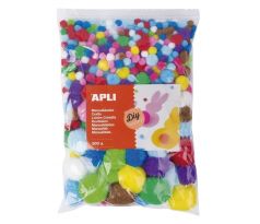 Pom pom APLI mix velikostí a barev / 500 ks JUMBO