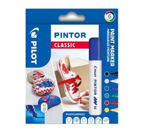 Popisovač Pilot 4076 Pintor Classic sada 6 barev hrot M