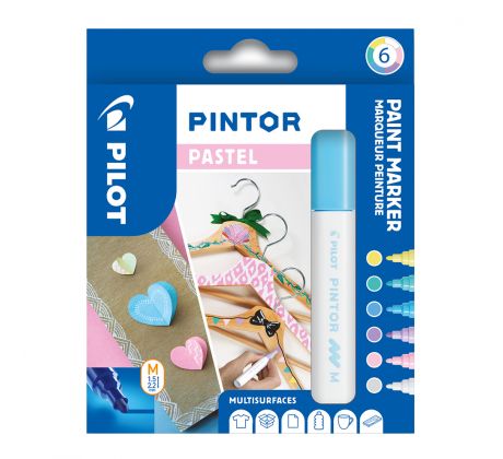 Popisovač Pilot 4076 Pintor Pastel sada 6 barev hrot M