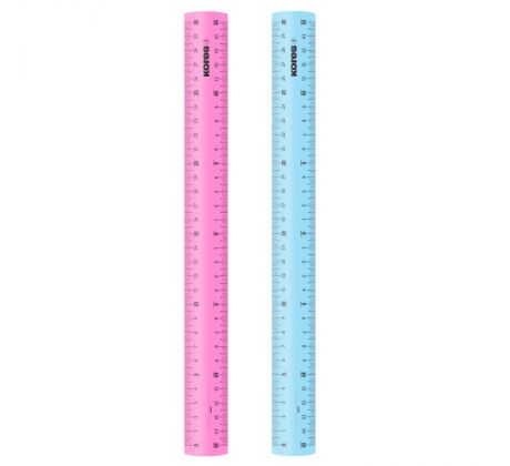 Pravítko 30 cm Kores 2v1 mix barev