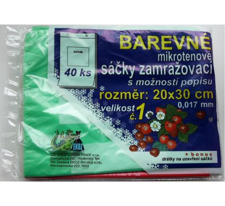 Sáček zamrazovací č.1 barevné 200 x 300 / 40 ks, 17 mic