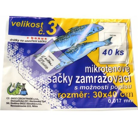 Sáček zamrazovací č.3 transparentní 300 x 400 / 40 ks, 17 mic