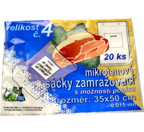 Sáček zamrazovací č.4 transparentní 350 x 500 / 20 ks, 15 mic