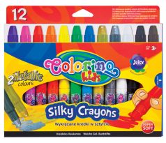 Pastelky voskové Colorino Silky 3v1 v tužce, 12 barev, extra měkké (10 + 2 metalické)